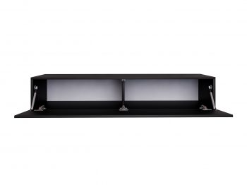 TV-Lowboard Galizia 140cm Schwarz Matt hängend mit Klappe