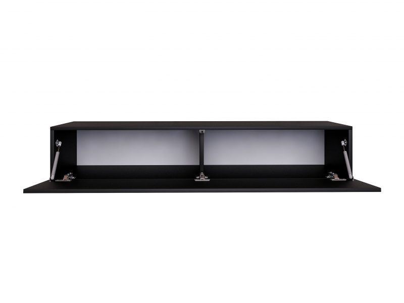 TV-Lowboard Galizia 140cm Schwarz Matt hängend mit Klappe