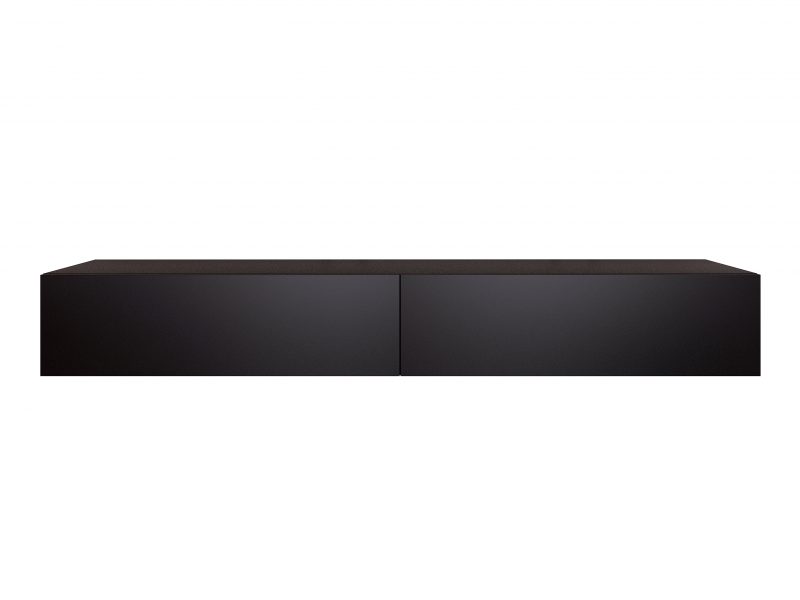 TV-Lowboard Galizia 180cm Schwarz Matt hängend mit zwei Klappen