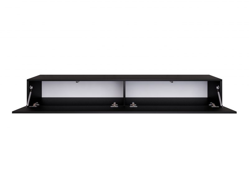 TV-Lowboard Galizia 180cm Schwarz Matt hängend mit zwei Klappen