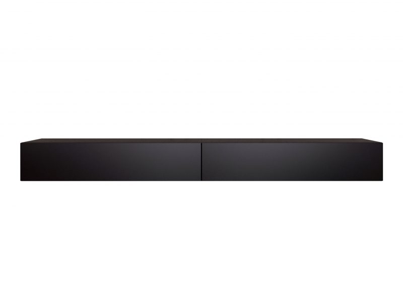 TV-Lowboard Galizia 240cm Schwarz Matt hängend mit zwei Klappen