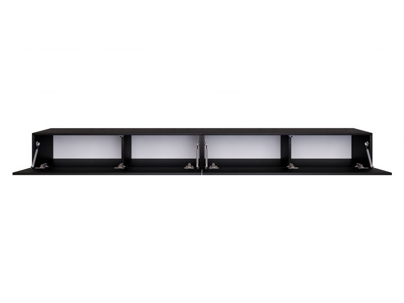 TV-Lowboard Galizia 240cm Schwarz Matt hängend mit zwei Klappen
