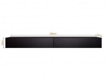 TV-Lowboard Galizia 240cm Schwarz Matt hängend mit zwei Klappen