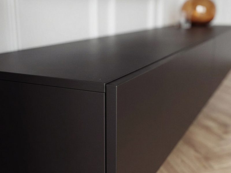 TV-Lowboard Galizia 240cm Schwarz Matt hängend mit zwei Klappen