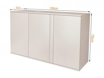Kommode Galizia 128cm Kaschmir Matt hängend mit drei Türen