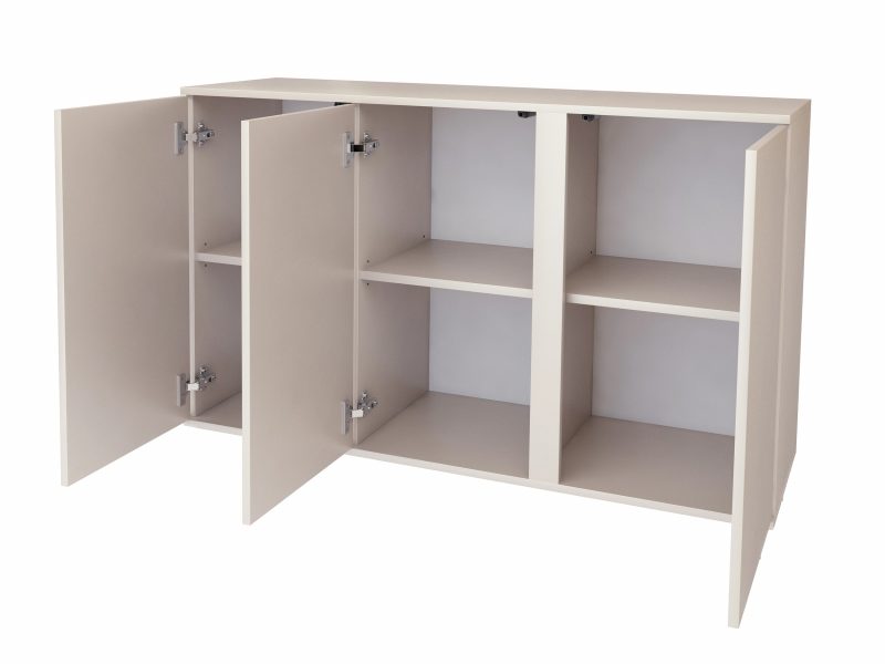 Kommode Galizia 128cm Kaschmir Matt hängend mit drei Türen