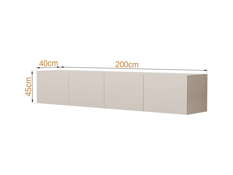 TV-Lowboard Sanremo 200cm Kaschmir Matt hängend mit vier Türen