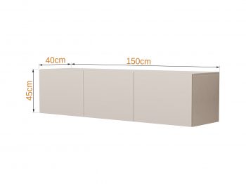 TV-Lowboard Sanremo 150cm Kaschmir Matt hängend mit drei Türen