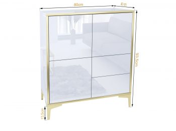 Kommode Monako mit Maßangaben: 80 cm breit, 93,5 cm hoch, 40 cm tief – perspektivisch dargestellt