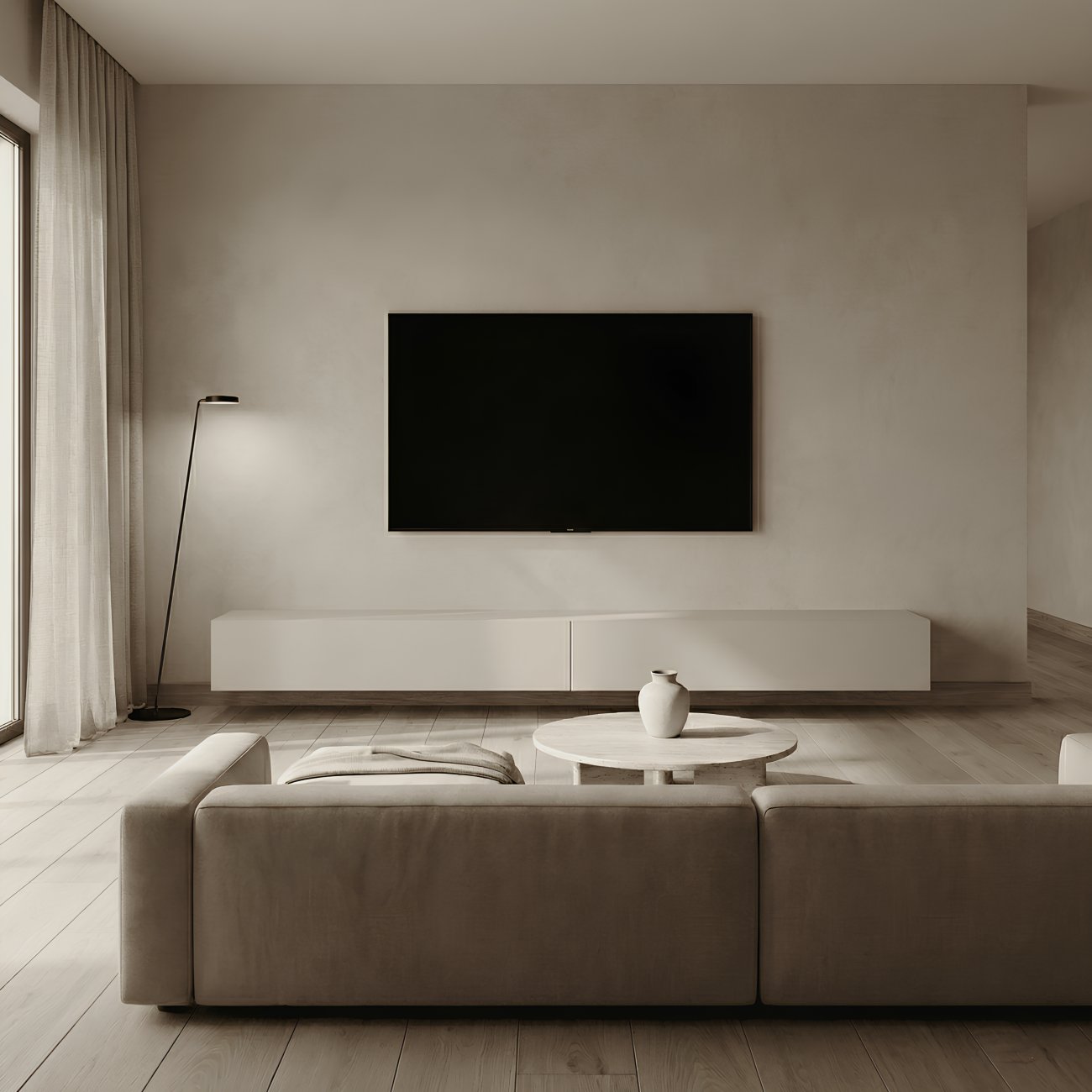 Minimalistisches Wohnzimmer in Kaschmir