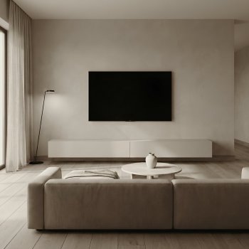 Minimalistisches Wohnzimmer in Kaschmir