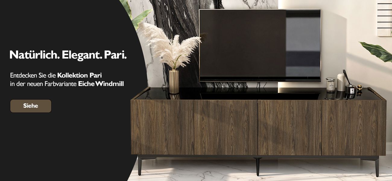 TV-Lowboard Pari in Eiche Windmill – neue Farbvariante der Kollektion Pari