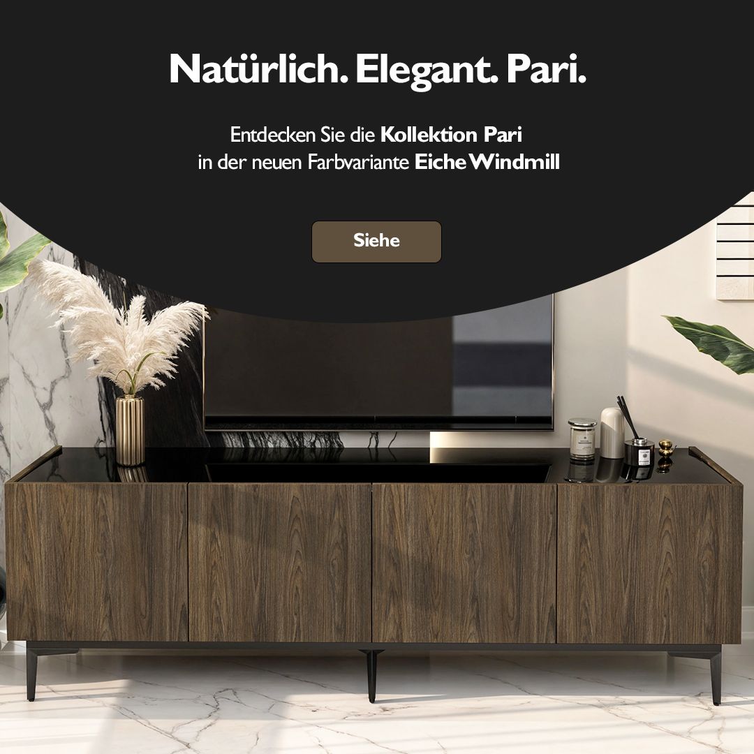 TV-Lowboard Pari in Eiche Windmill – neue Farbvariante der Kollektion Pari